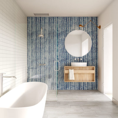 3d visualization bathroom rendering bath interior with a round mirror 2721 3