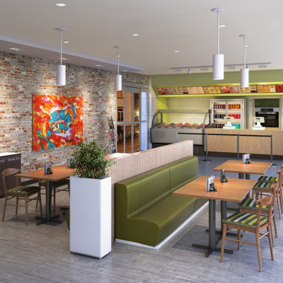 3d visualization commercial rendering office restaurant