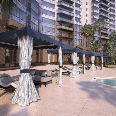 3d visualization exterior rendering resort swimming pool