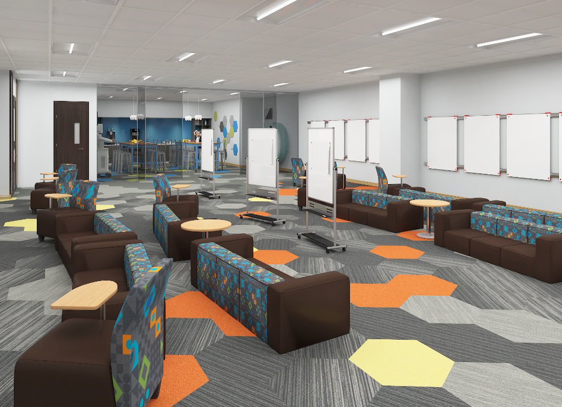 3d visualization office rendering the hive lounge