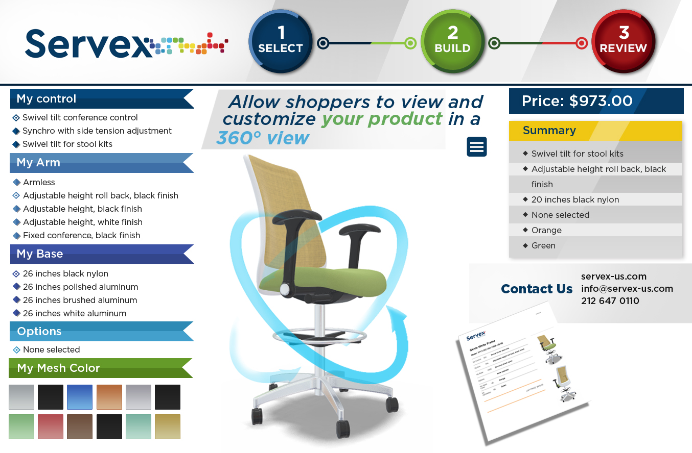 Online product configurator services for office furniture manufacturers